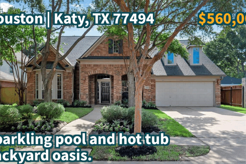 Katy, TX 77494 | $560,000 | 2,915 Sqft, 3 beds, 2 full and 1 half baths, Single-Family | Sparkling pool and hot tub backyard oasis.