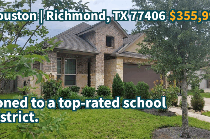Richmond, TX 77406 | $355,990 | 1,909 Sqft, 4 beds, 2 full baths, Single-Family | Zoned to a top-rated school district.