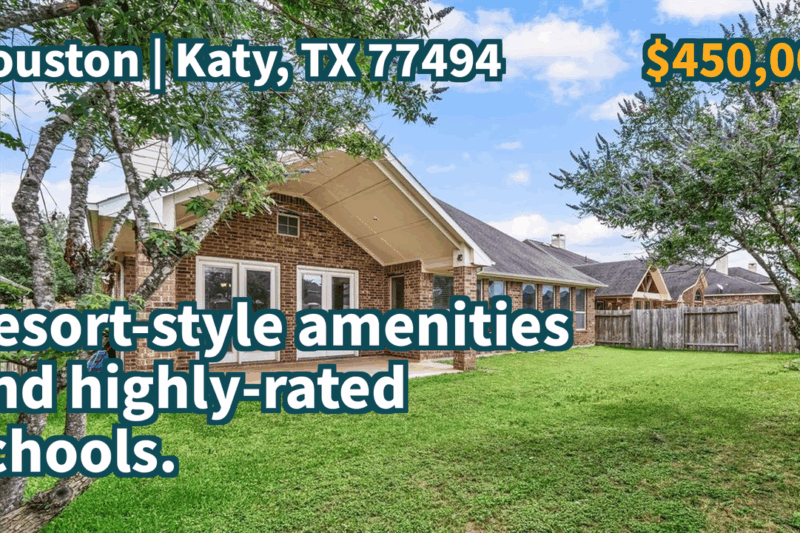 Katy, TX 77494 | $450,000 | 2,744 Sqft, 4 beds, 2 full and 1 half baths, Single-Family | Resort-style amenities and highly-rated schools.