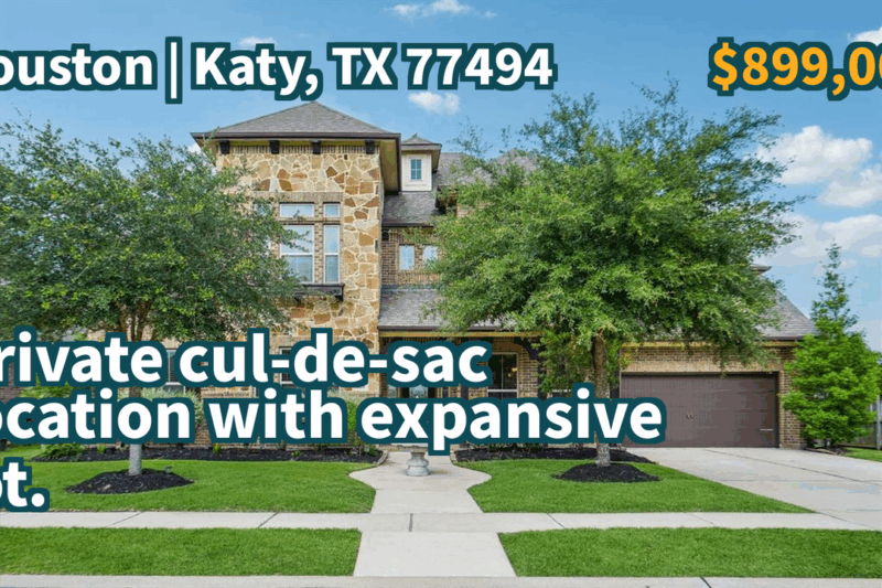 Katy, TX 77494 | $899,000 | 4,929 Sqft, 5 beds, 4 full and 1 half baths, Single-Family | Private cul-de-sac location with expansive lot.