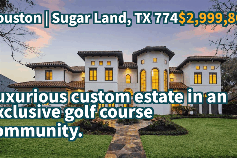 Sugar Land, TX 77479 | $2,999,800 | 6,688 Sqft, 6 beds, 6 full and 3 half baths, Single-Family | Luxurious custom estate in an exclusive golf course community.