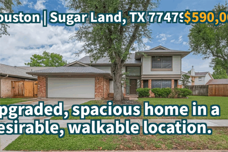 Sugar Land, TX 77479 | $590,000 | 2,922 Sqft, 5 beds, 3 full and 1 half baths, Single-Family | Upgraded, spacious home in a desirable, walkable location.