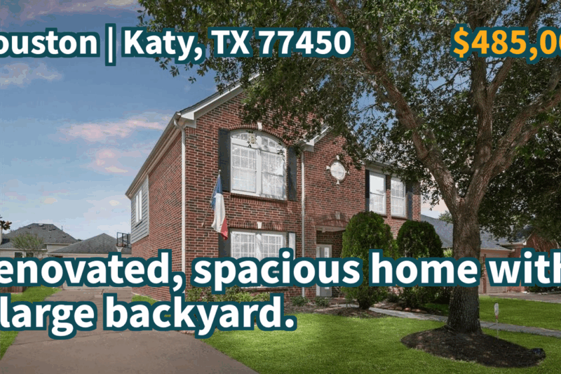 Katy, TX 77450 | $485,000 | 2,691 Sqft, 4 beds, 2 full and 1 half baths, Single-Family | Renovated, spacious home with a large backyard.