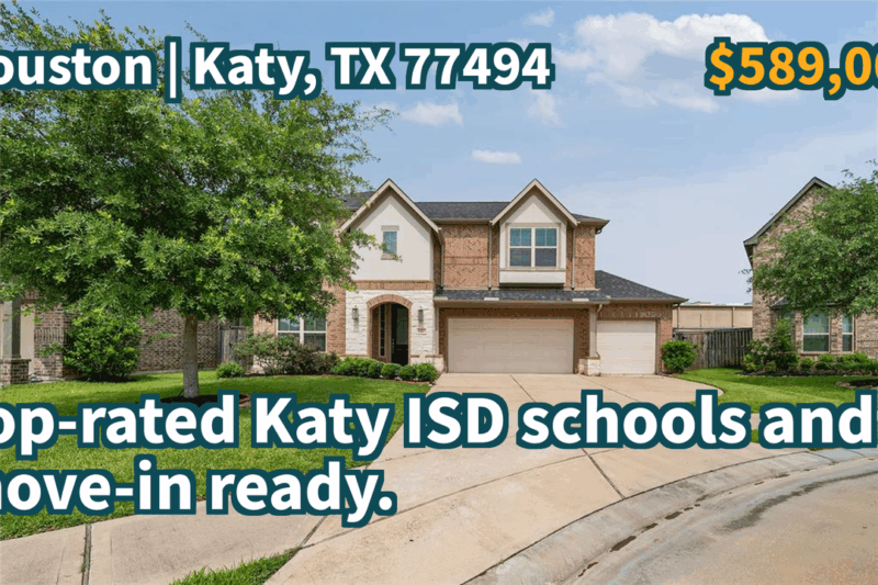 Katy, TX 77494 | $589,000 | 2,776 Sqft, 4 beds, 3 full and 1 half baths, Single-Family | Top-rated Katy ISD schools and move-in ready.
