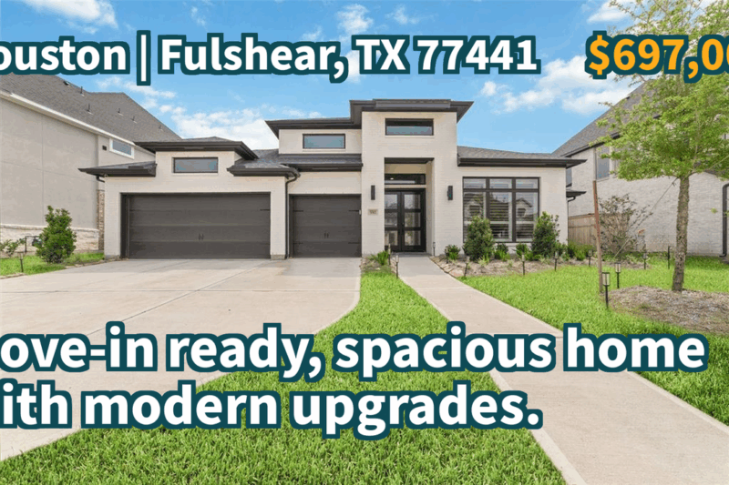 Fulshear, TX 77441 | $697,000 | 3,391 Sqft, 4 beds, 3 full and 1 half baths, Single-Family | Move-in ready, spacious home with modern upgrades.