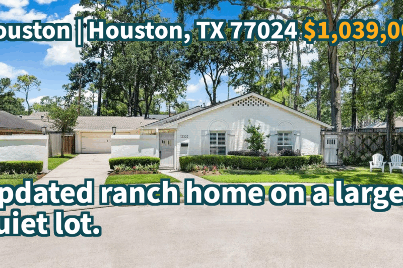 Houston, TX 77024 | $1,039,000 | 2,399 Sqft, 4 beds, 2 full and 1 half baths, Single-Family | Updated ranch home on a large, quiet lot.