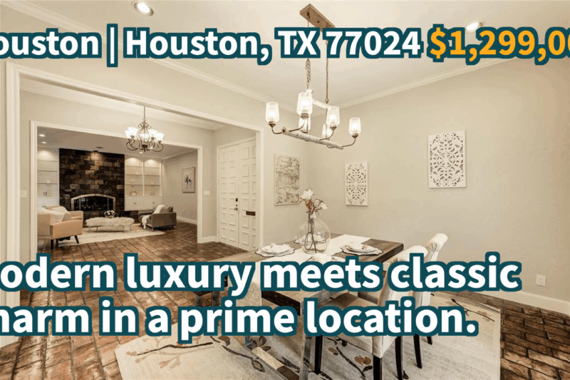 Houston, TX 77024 | $1,299,000 | 2,788 Sqft, 4 beds, 3 full baths, Single-Family | Modern luxury meets classic charm in a prime location.