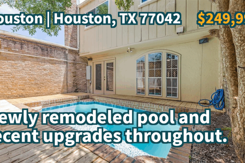 Houston, TX 77042 | $249,999 | 1,760 Sqft, 3 beds, 2 full and 1 half baths, Single-Family | Newly remodeled pool and recent upgrades throughout.