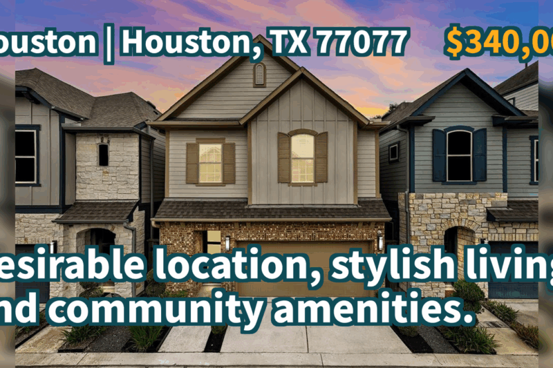 Houston, TX 77077 | $340,000 | 1,710 Sqft, 3 beds, 2 full and 1 half baths, Single-Family | Desirable location, stylish living, and community amenities.