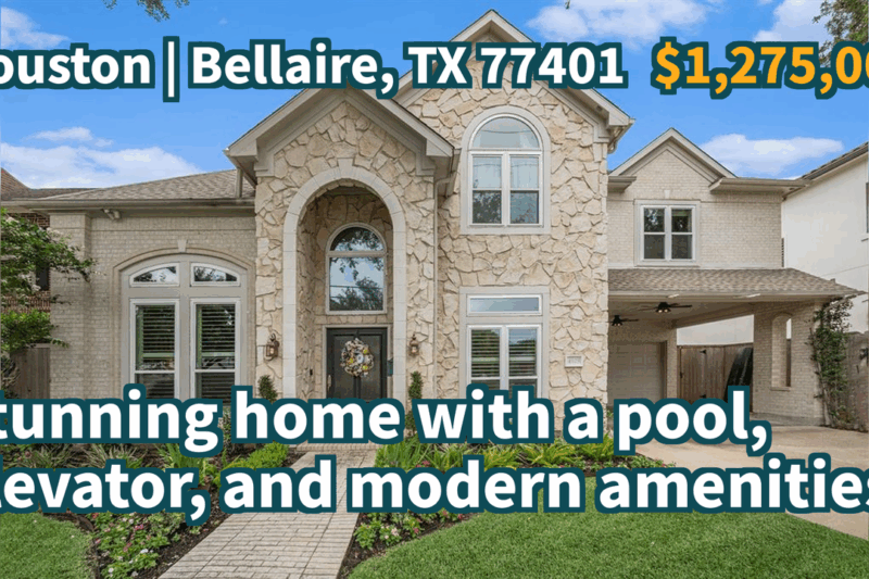 Bellaire, TX 77401 | $1,275,000 | 4,532 Sqft, 5 beds, 4 full and 1 half baths, Single-Family | Stunning home with a pool, elevator, and modern amenities.