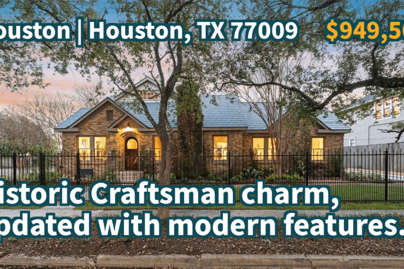 Houston, TX 77009 | $949,500 | 2,718 Sqft, 3 beds, 2 full and 1 half baths, Single-Family | Historic Craftsman charm, updated with modern features.