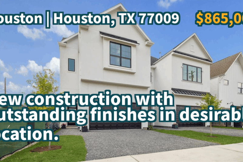 Houston, TX 77009 | $865,000 | 3,640 Sqft, 4 beds, 4 full and 1 half baths, Single-Family | New construction with outstanding finishes in desirable location.