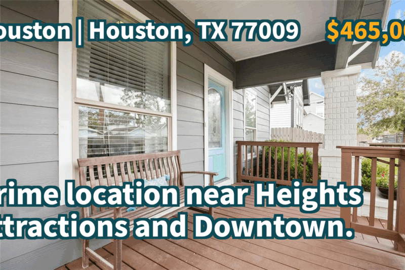 Houston, TX 77009 | $465,000 | 1,404 Sqft, 3 beds, 2 full baths, Single-Family | Prime location near Heights attractions and Downtown.
