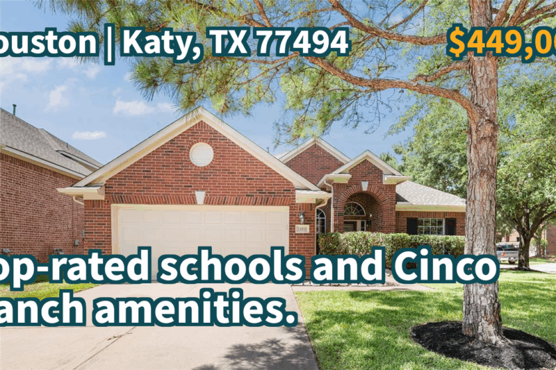 Katy, TX 77494 | $449,000 | 2,211 Sqft, 3 beds, 2 full baths, Single-Family | Top-rated schools and Cinco Ranch amenities.