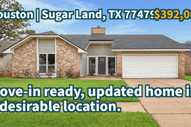 Sugar Land, TX 77479 | $392,000 | 1,907 Sqft, 3 beds, 2 full baths, Single-Family | Move-in ready, updated home in a desirable location.