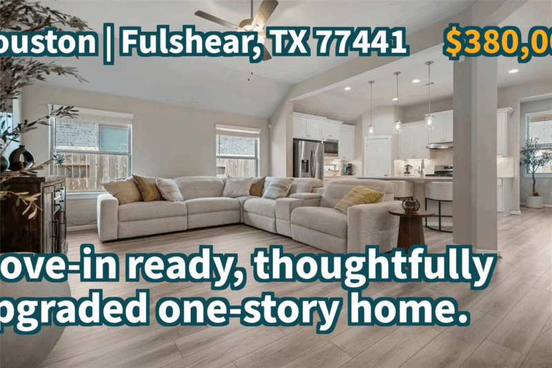 Fulshear, TX 77441 | $380,000 | 1,958 Sqft, 3 beds, 2 full baths, Single-Family | Move-in ready, thoughtfully upgraded one-story home.