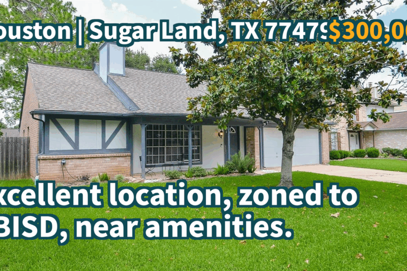 Sugar Land, TX 77479 | $300,000 | 1,460 Sqft, 3 beds, 2 full baths, Single-Family | Excellent location, zoned to FBISD, near amenities.