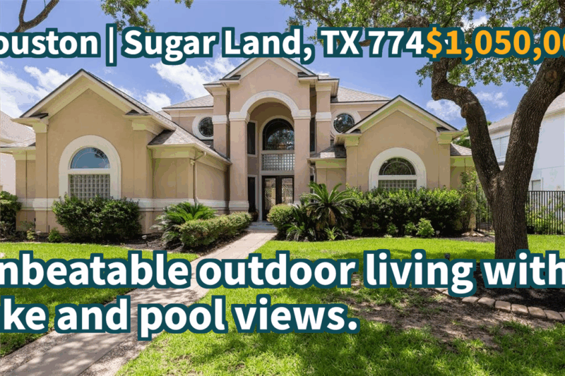 Sugar Land, TX 77479 | $1,050,000 | 5,079 Sqft, 5 beds, 4 full and 1 half baths, Single-Family | Unbeatable outdoor living with lake and pool views.