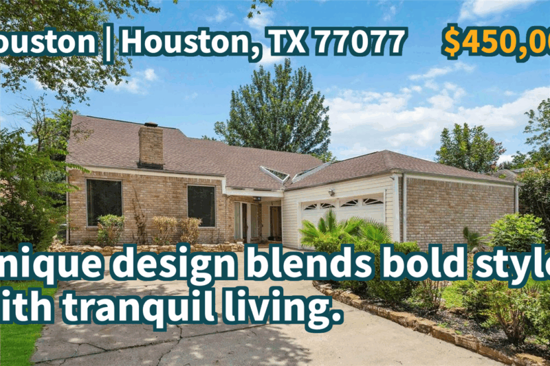 Houston, TX 77077 | $450,000 | 3,241 Sqft, 3 beds, 2 full baths, Single-Family | Unique design blends bold style with tranquil living.