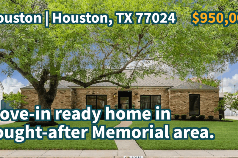 Houston, TX 77024 | $950,000 | 1,705 Sqft, 3 beds, 3 full baths, Single-Family | Move-in ready home in sought-after Memorial area.