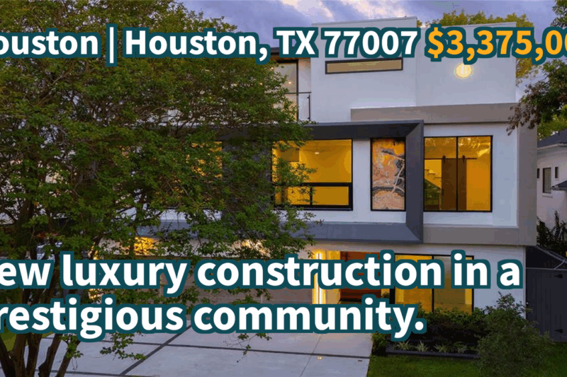 Houston, TX 77007 | $3,375,000 | 6,151 Sqft, 4 beds, 5 full and 1 half baths, Single-Family | New luxury construction in a prestigious community.