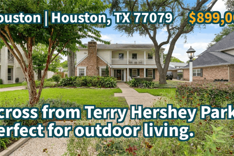 Houston, TX 77079 | $899,000 | 2,752 Sqft, 4 beds, 2 full and 1 half baths, Single-Family | Across from Terry Hershey Park, perfect for outdoor living.