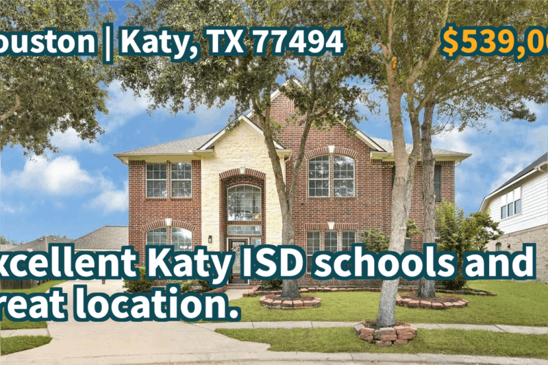 Katy, TX 77494 | $539,000 | 3,708 Sqft, 4 beds, 4 full baths, Single-Family | Excellent Katy ISD schools and great location.
