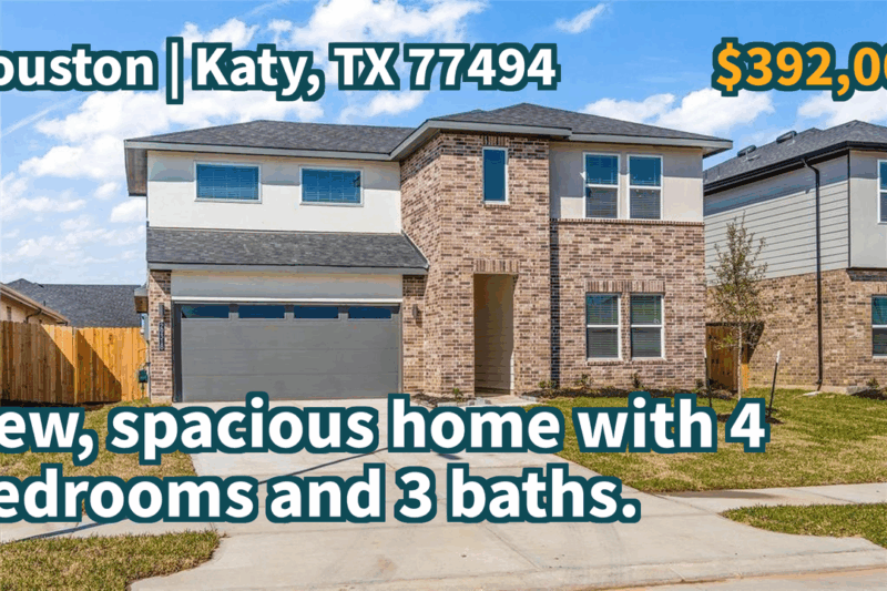 Katy, TX 77494 | $392,000 | 2,492 Sqft, 4 beds, 3 full baths, Single-Family | New, spacious home with 4 bedrooms and 3 baths.