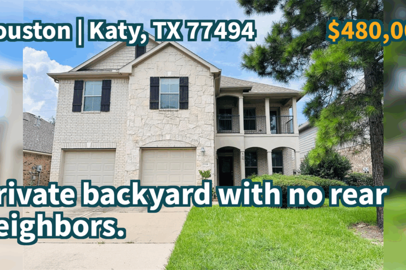 Katy, TX 77494 | $480,000 | 3,491 Sqft, 5 beds, 4 full and 1 half baths, Single-Family | Private backyard with no rear neighbors.