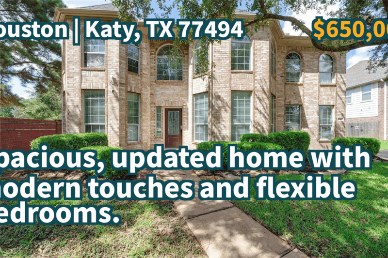 Katy, TX 77494 | $650,000 | 3,821 Sqft, 6 beds, 4 full baths, Single-Family | Spacious, updated home with modern touches and flexible bedrooms.