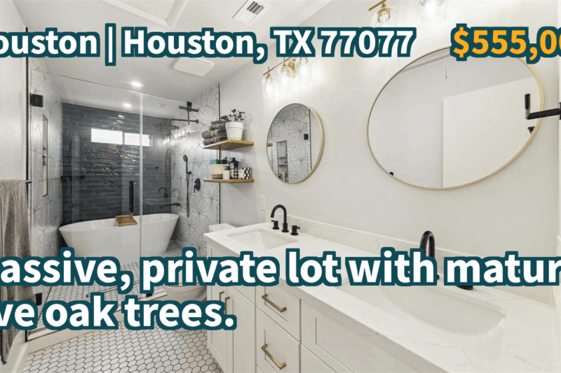 Houston, TX 77077 | $555,000 | 3,308 Sqft, 4 beds, 3 full and 1 half baths, Single-Family | Massive, private lot with mature live oak trees.