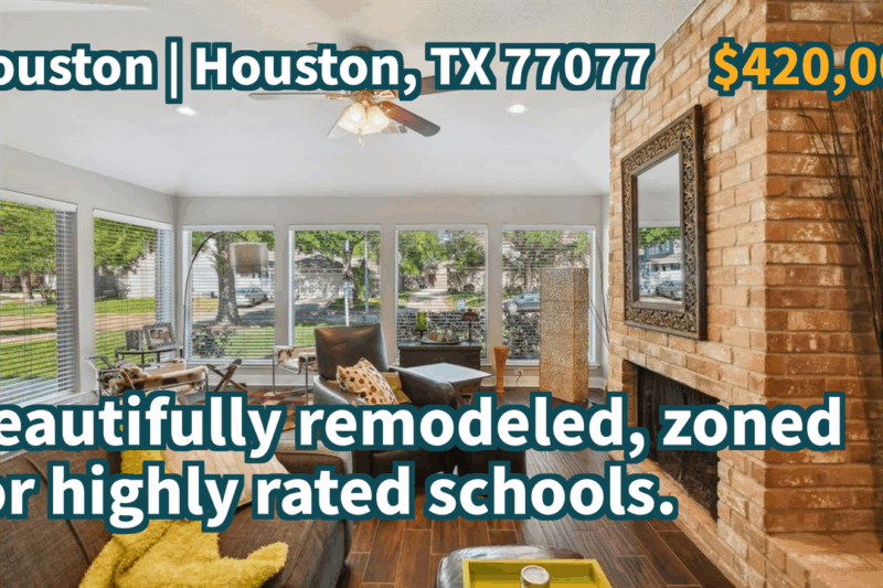 Houston, TX 77077 | $420,000 | 2,328 Sqft, 4 beds, 2 full and 1 half baths, Single-Family | Beautifully remodeled, zoned for highly rated schools.