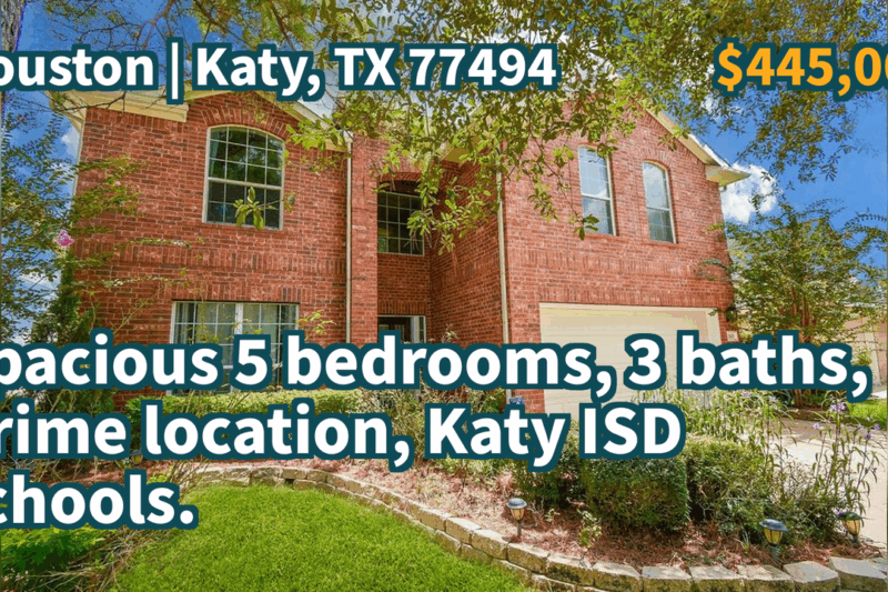 Katy, TX 77494 | $445,000 | 2,756 Sqft, 5 beds, 3 full baths, Single-Family | Spacious 5 bedrooms, 3 baths, prime location, Katy ISD schools.