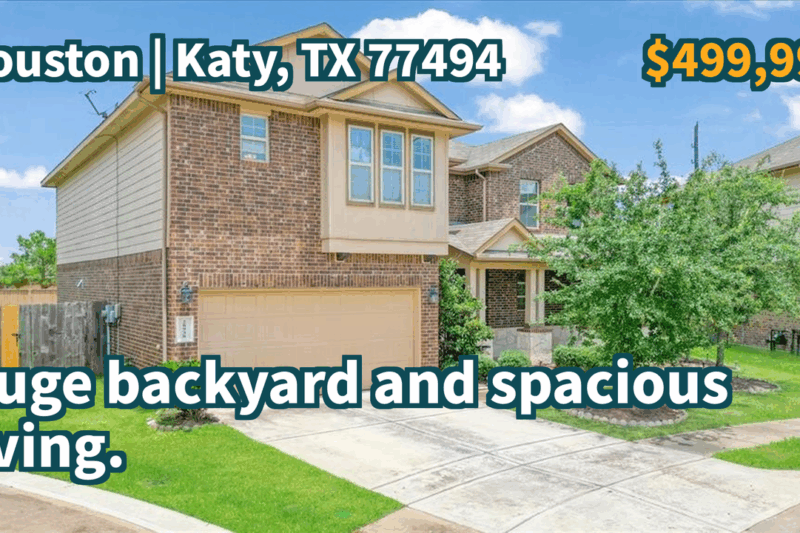 Katy, TX 77494 | $499,995 | 3,429 Sqft, 5 beds, 3 full and 1 half baths, Single-Family | Huge backyard and spacious living.