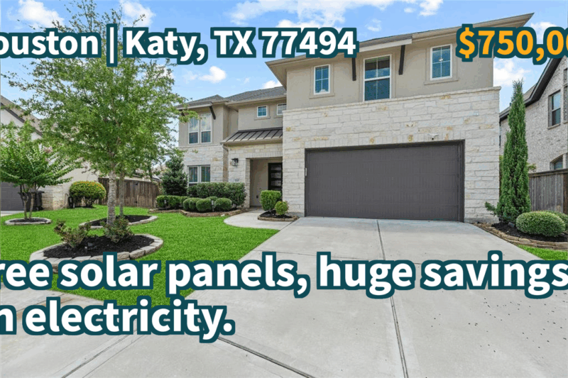 Katy, TX 77494 | $750,000 | 3,799 Sqft, 4 beds, 3 full and 1 half baths, Single-Family | Free solar panels, huge savings on electricity.
