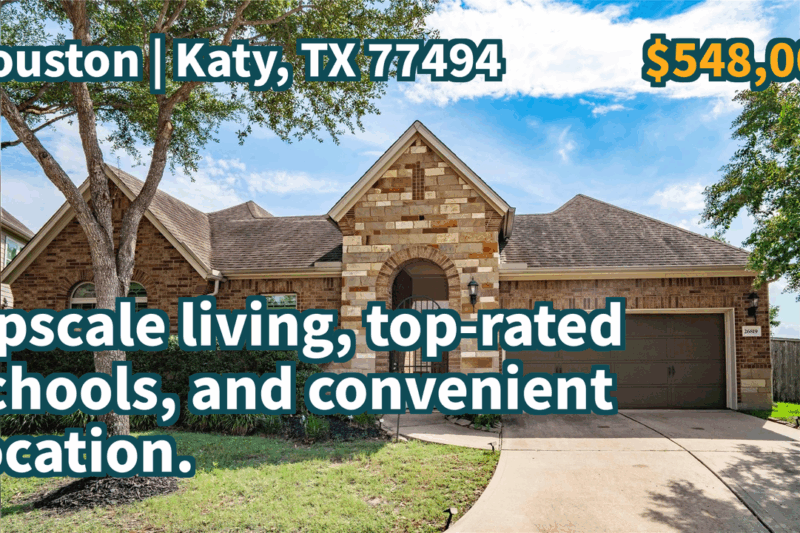 Katy, TX 77494 | $548,000 | 2,900 Sqft, 3 beds, 2 full and 1 half baths, Single-Family | Upscale living, top-rated schools, and convenient location.
