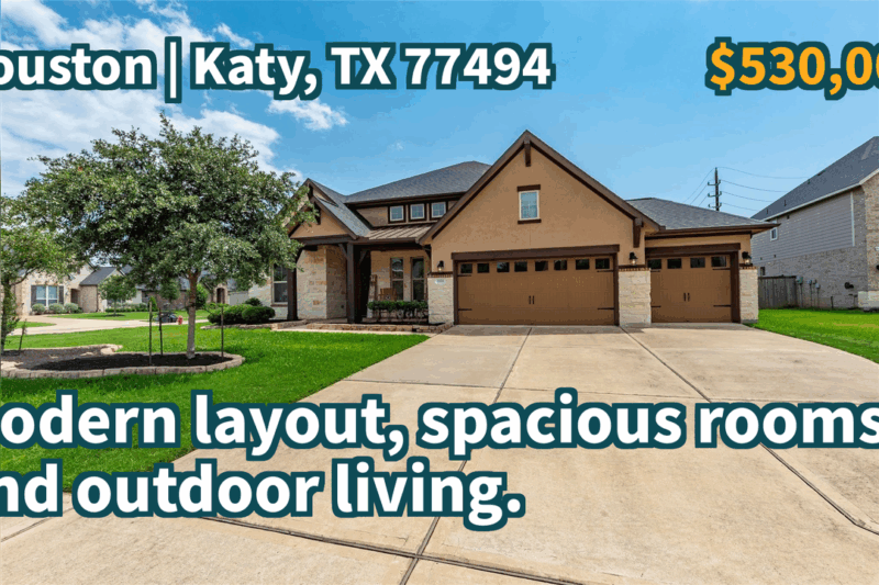 Katy, TX 77494 | $530,000 | 2,813 Sqft, 4 beds, 3 full baths, Single-Family | Modern layout, spacious rooms, and outdoor living.