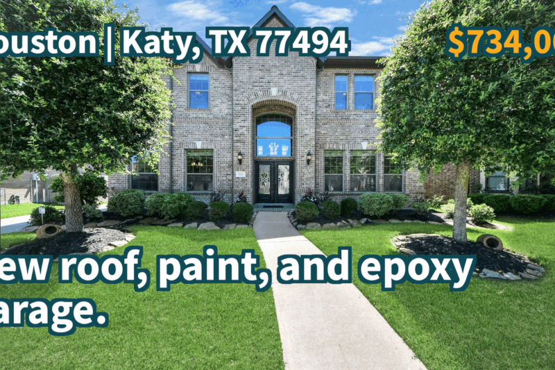 Katy, TX 77494 | $734,000 | 4,450 Sqft, 5 beds, 4 full baths, Single-Family | New roof, paint, and epoxy garage.