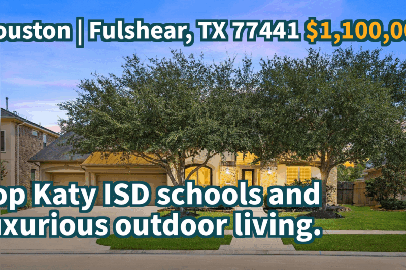 Fulshear, TX 77441 | $1,100,000 | 4,825 Sqft, 5 beds, 4 full and 1 half baths, Single-Family | Top Katy ISD schools and luxurious outdoor living.