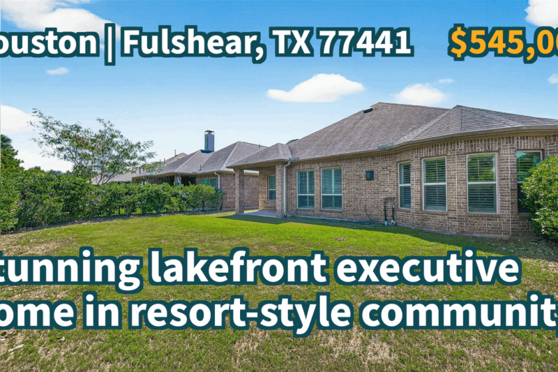 Fulshear, TX 77441 | $545,000 | 2,394 Sqft, 3 beds, 2 full and 1 half baths, Single-Family | Stunning lakefront executive home in resort-style community.