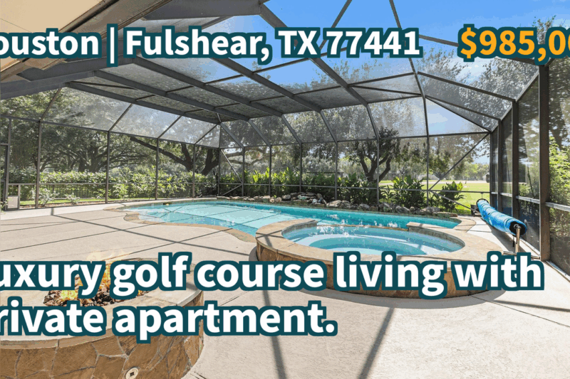 Fulshear, TX 77441 | $985,000 | 3,280 Sqft, 6 beds, 6 full and 1 half baths, Single-Family | Luxury golf course living with private apartment.