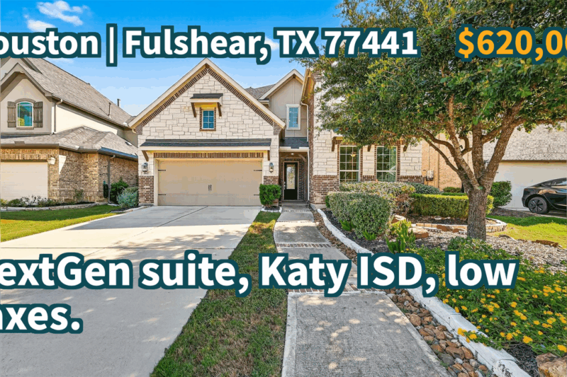 Fulshear, TX 77441 | $620,000 | 3,457 Sqft, 4 beds, 4 full and 1 half baths, Single-Family | NextGen suite, Katy ISD, low taxes.