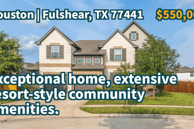 Fulshear, TX 77441 | $550,000 | 3,282 Sqft, 5 beds, 4 full baths, Single-Family | Exceptional home, extensive resort-style community amenities.