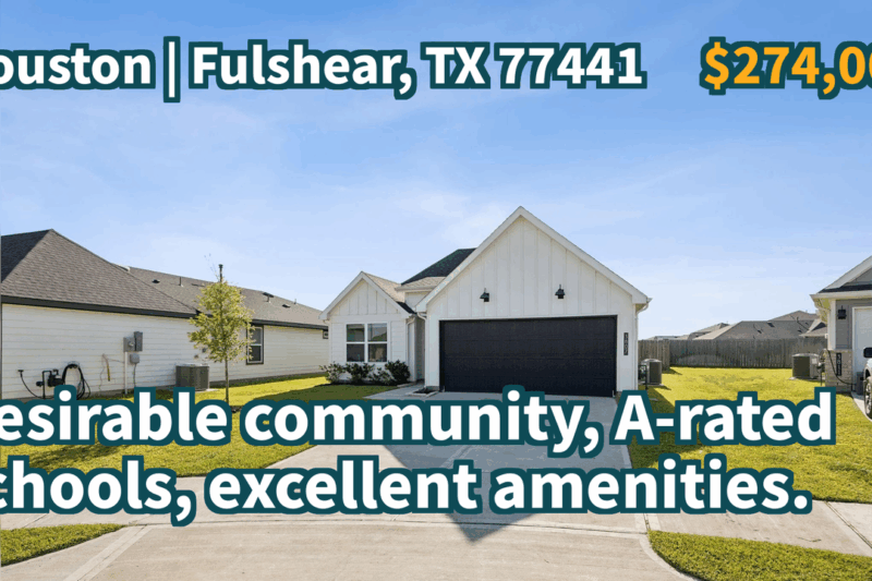 Fulshear, TX 77441 | $274,000 | 1,316 Sqft, 3 beds, 2 full baths, Single-Family | Desirable community, A-rated schools, excellent amenities.