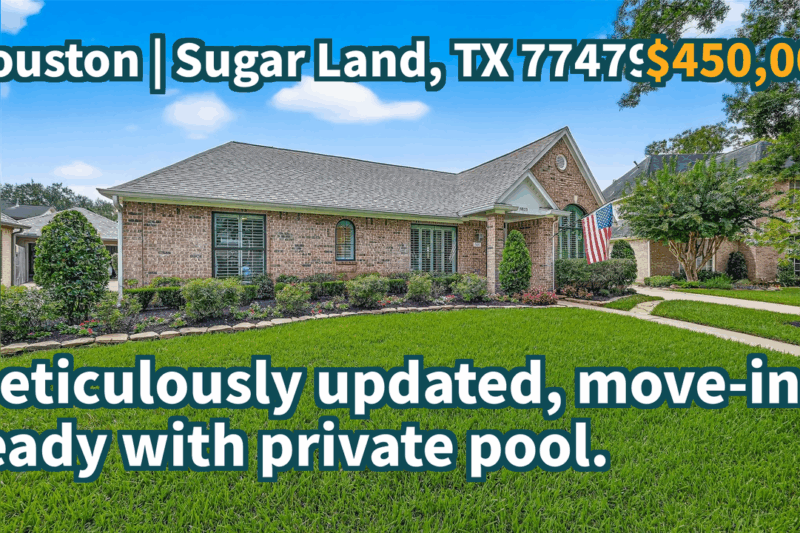 Sugar Land, TX 77479 | $450,000 | 2,238 Sqft, 3 beds, 2 full and 1 half baths, Single-Family | Meticulously updated, move-in ready with private pool.