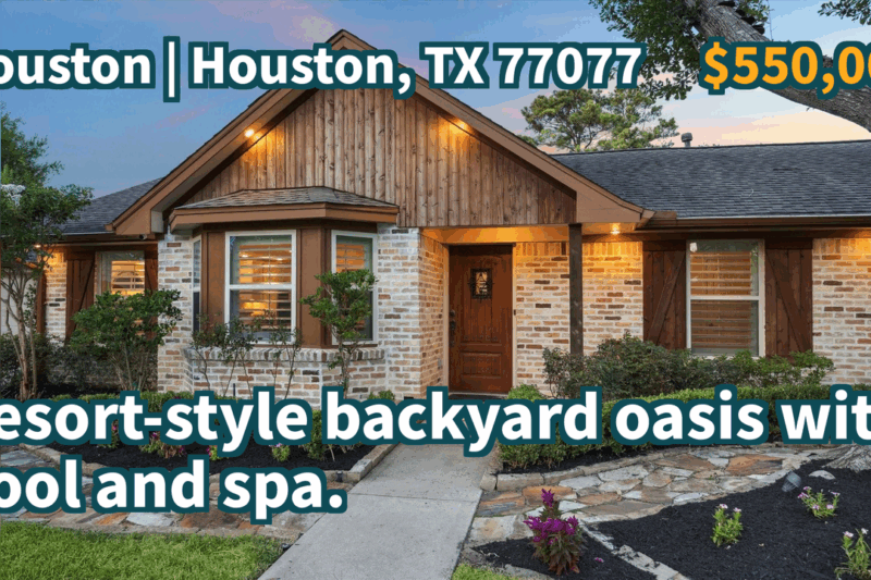 Houston, TX 77077 | $550,000 | 2,241 Sqft, 3 beds, 2 full and 1 half baths, Single-Family | Resort-style backyard oasis with pool and spa.