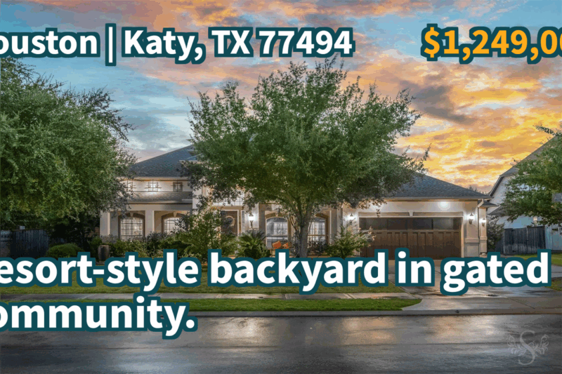 Katy, TX 77494 | $1,249,000 | 4,241 Sqft, 5 beds, 5 full and 1 half baths, Single-Family | Resort-style backyard in gated community.