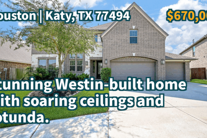 Katy, TX 77494 | $670,000 | 3,762 Sqft, 5 beds, 4 full and 1 half baths, Single-Family | Stunning Westin-built home with soaring ceilings and rotunda.