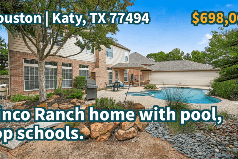 Katy, TX 77494 | $698,000 | 3,819 Sqft, 5 beds, 3 full and 1 half baths, Single-Family | Cinco Ranch home with pool, top schools.