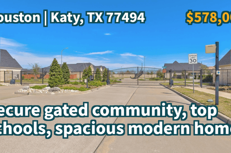 Katy, TX 77494 | $578,000 | 2,640 Sqft, 4 beds, 3 full baths, Single-Family | Secure gated community, top schools, spacious modern home.